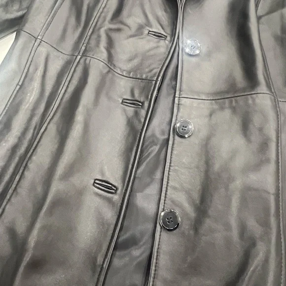 Black Leather Nora button down trench - Picture 2 of 15